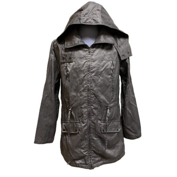 Basic Edge Lightweight Jacket with Removable Hood Silver Grey Women's Lg - Picture 3 of 8
